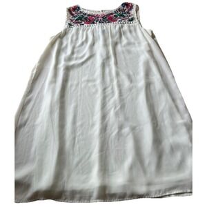 Women's Luxology size 10 Cream lined Floral embroidered sleeveless dress